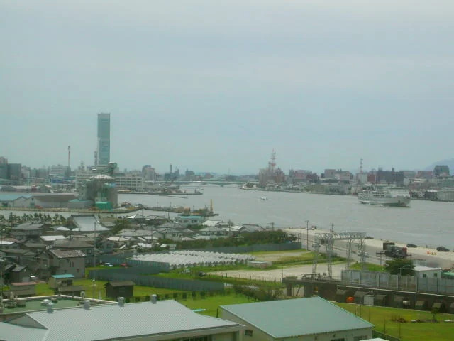 Historical view over Niigata West Port from Yamanoshita Minato Tower